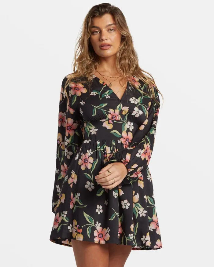 Womens Night Bloom Mini Dress Black Sands Billabong Dresses Womens Night Bloom Mini Dress Black Sands Billabong Dresses
