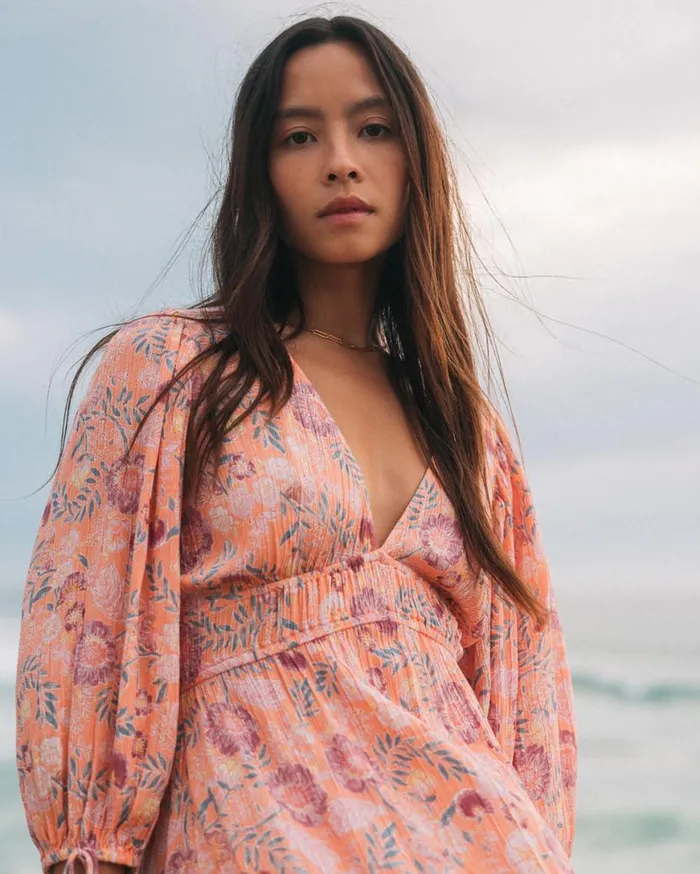 Womens Paradise Sky Midi Dress Peach Paradise Billabong Dresses Womens Paradise Sky Midi Dress Peach Paradise Billabong Dresses