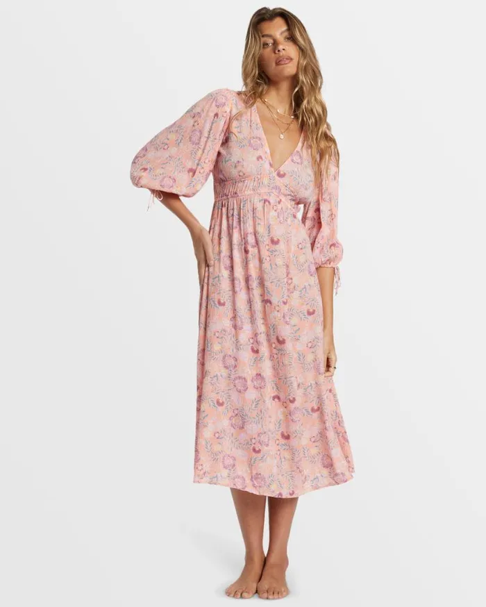 Womens Paradise Sky Midi Dress Peach Paradise Billabong Dresses Womens Paradise Sky Midi Dress Peach Paradise Billabong Dresses