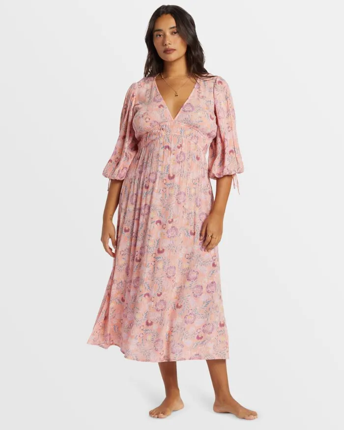 Womens Paradise Sky Midi Dress Peach Paradise Billabong Dresses Womens Paradise Sky Midi Dress Peach Paradise Billabong Dresses