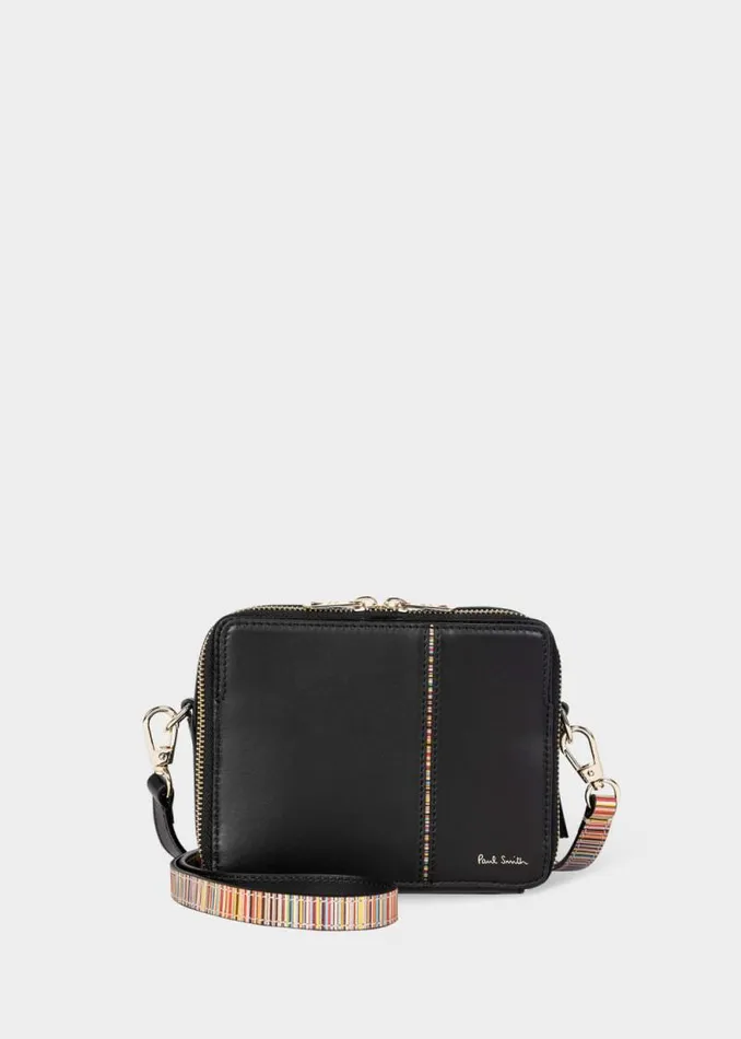 Womens Paul Smith Bags Black Leather 039Signature Stripe039 Camera Bag