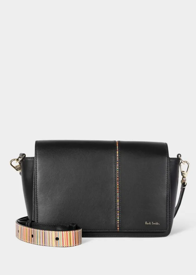 Womens Paul Smith Bags Black Leather 039Signature Stripe039 CrossBody Bag