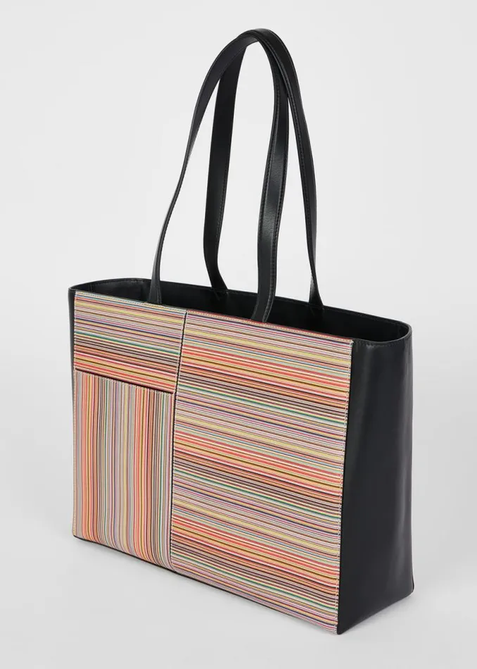 Womens Paul Smith Bags Panelled 039Signature Stripe039 Leather Tote Bag Womens Paul Smith Bags Panelled 039Signature Stripe039 Leather Tote Bag