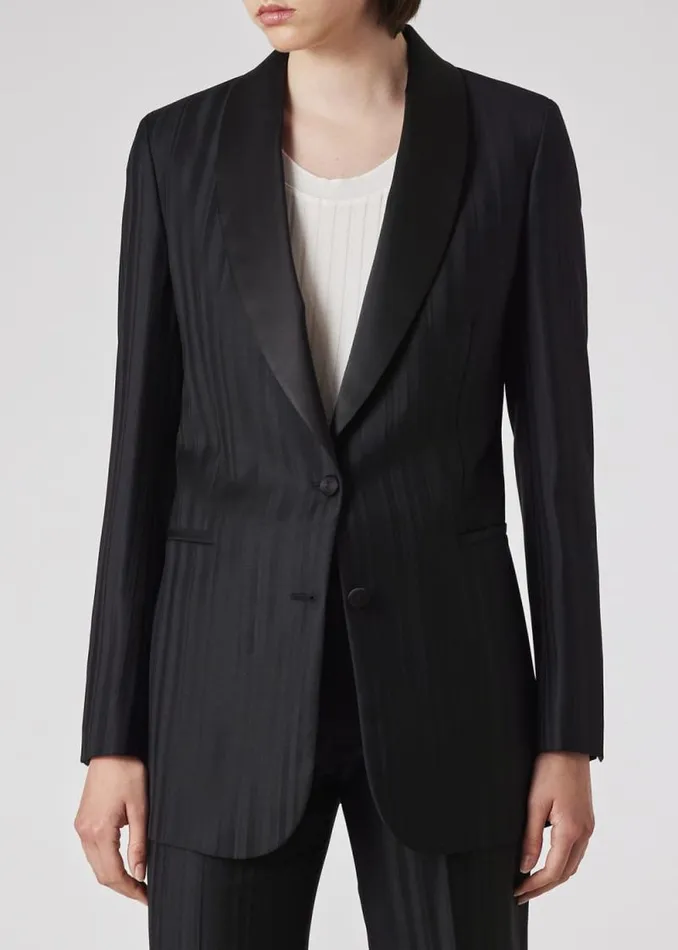 Womens Paul Smith Blazers Black 039Shadow Stripe039 Shawl Collar Blazer