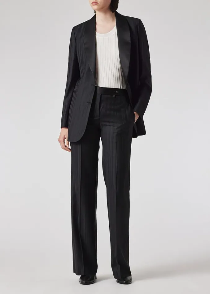 Womens Paul Smith Blazers Black 039Shadow Stripe039 Shawl Collar Blazer Womens Paul Smith Blazers Black 039Shadow Stripe039 Shawl Collar Blazer