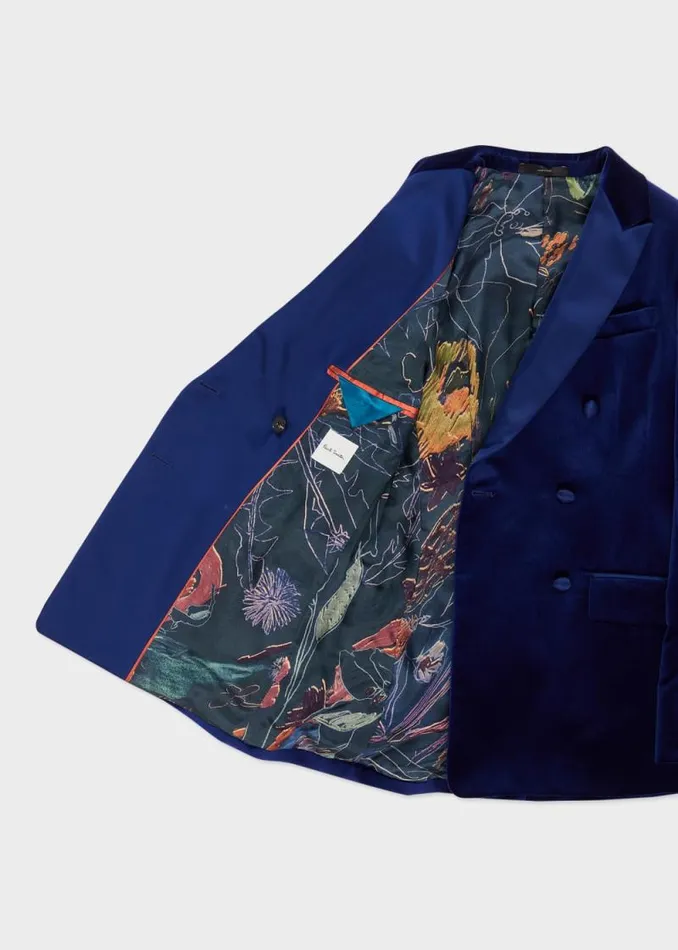 Womens Paul Smith Blazers Dark Blue Velvet DoubleBreasted Tuxedo Blazer