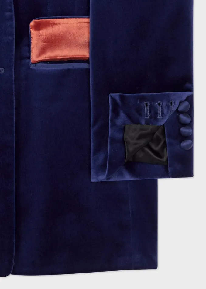Womens Paul Smith Blazers Dark Blue Velvet DoubleBreasted Tuxedo Blazer