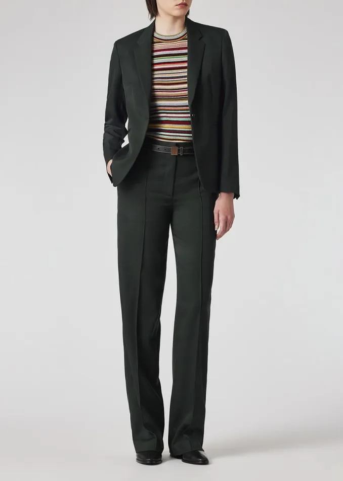 Womens Paul Smith Blazers Dark Green OneButton Wool Gabardine Blazer Womens Paul Smith Blazers Dark Green OneButton Wool Gabardine Blazer