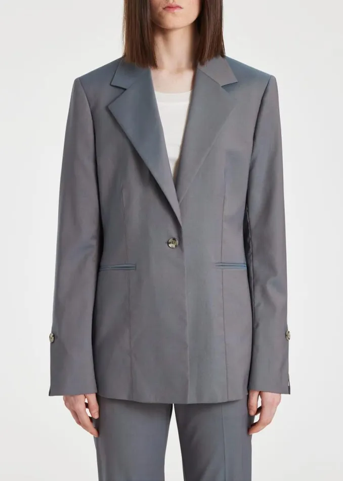 Womens Paul Smith Blazers Light Blue Tonic Wool SlimFit Blazer