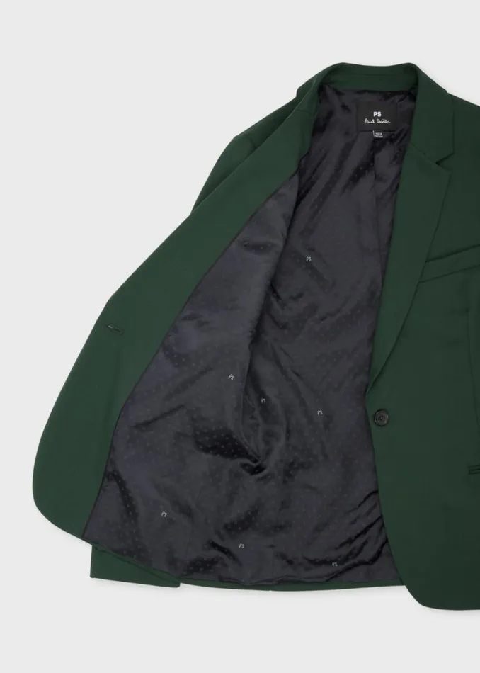 Womens Paul Smith Blazers Pine Green Wool Hopsack Blazer Womens Paul Smith Blazers Pine Green Wool Hopsack Blazer
