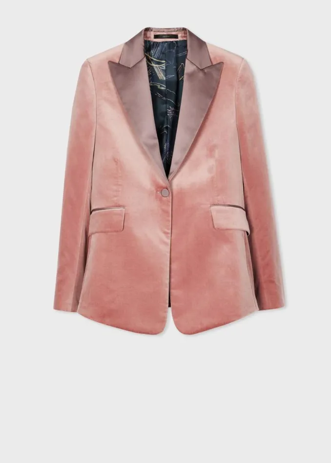 Womens Paul Smith Blazers Pink OneButton Velvet Blazer