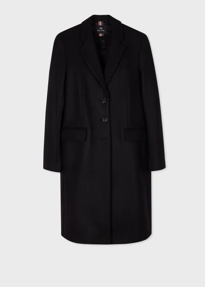 Womens Paul Smith Coats and Jackets Black CashmereBlend Epsom Coat