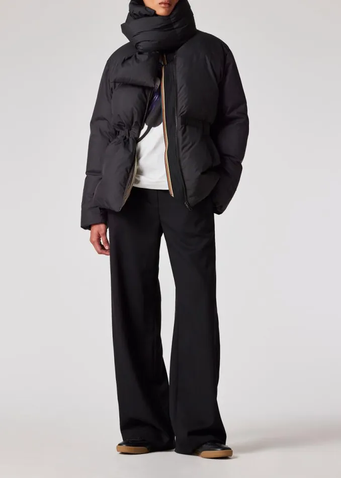 Womens Paul Smith Coats and Jackets Black Detachable Scarf Down Filled Coat