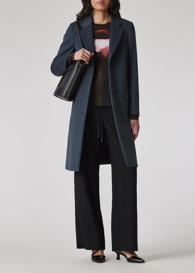 Womens Paul Smith Coats and Jackets Blue Melange WoolCashmere Epsom Coat