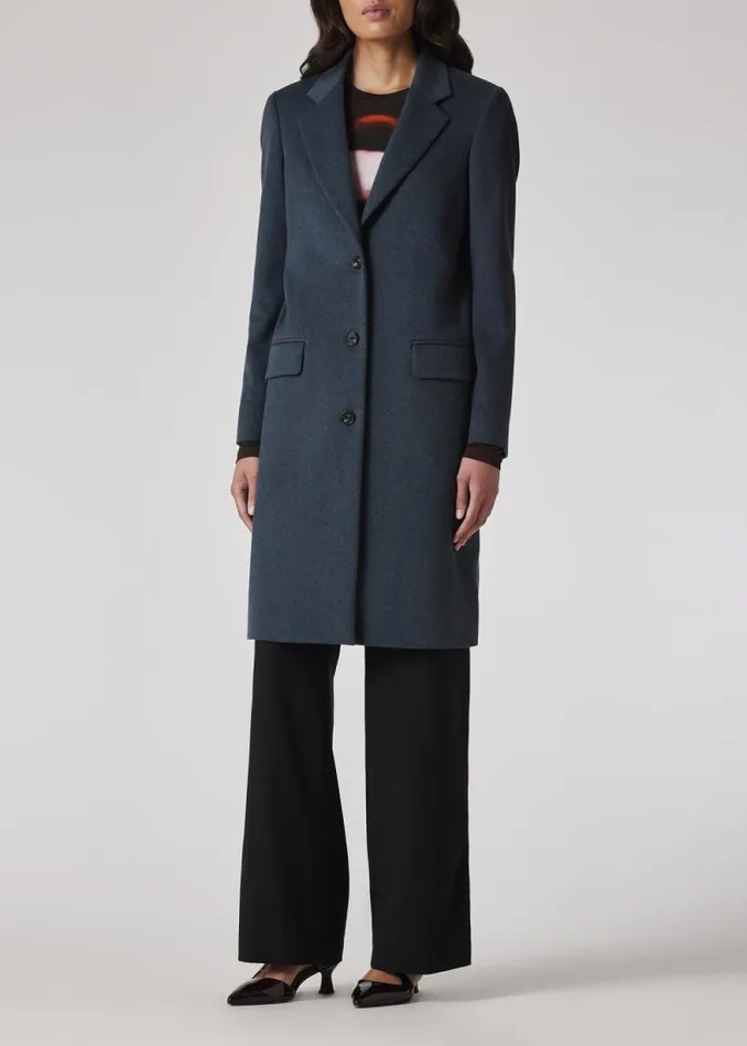 Womens Paul Smith Coats and Jackets Blue Melange WoolCashmere Epsom Coat Womens Paul Smith Coats and Jackets Blue Melange WoolCashmere Epsom Coat