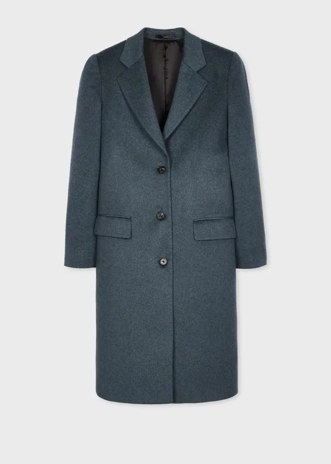 Womens Paul Smith Coats and Jackets Blue Melange WoolCashmere Epsom Coat Womens Paul Smith Coats and Jackets Blue Melange WoolCashmere Epsom Coat
