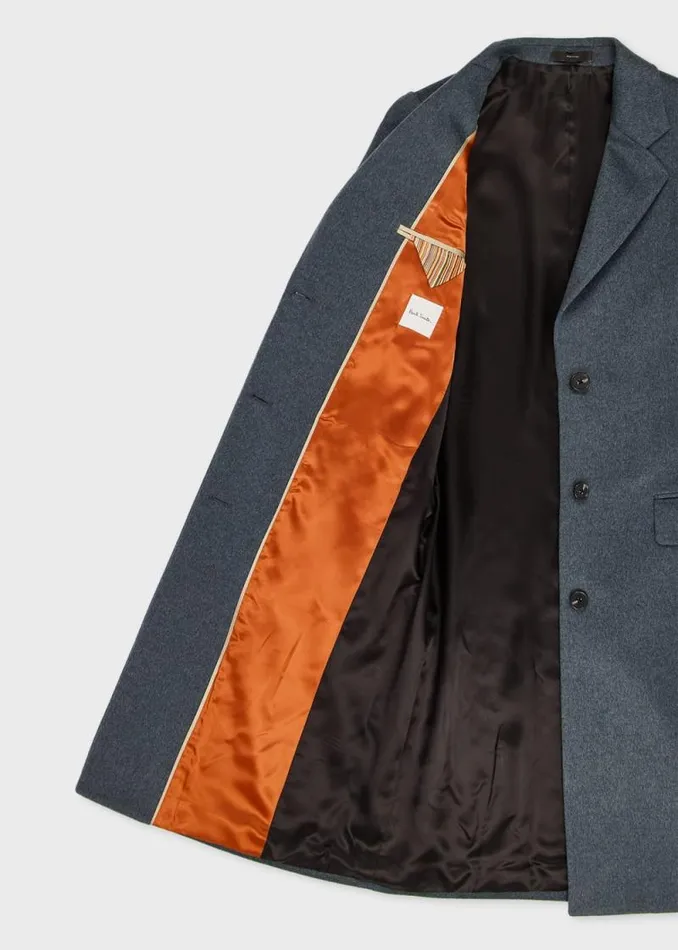 Womens Paul Smith Coats and Jackets Blue Melange WoolCashmere Epsom Coat Womens Paul Smith Coats and Jackets Blue Melange WoolCashmere Epsom Coat