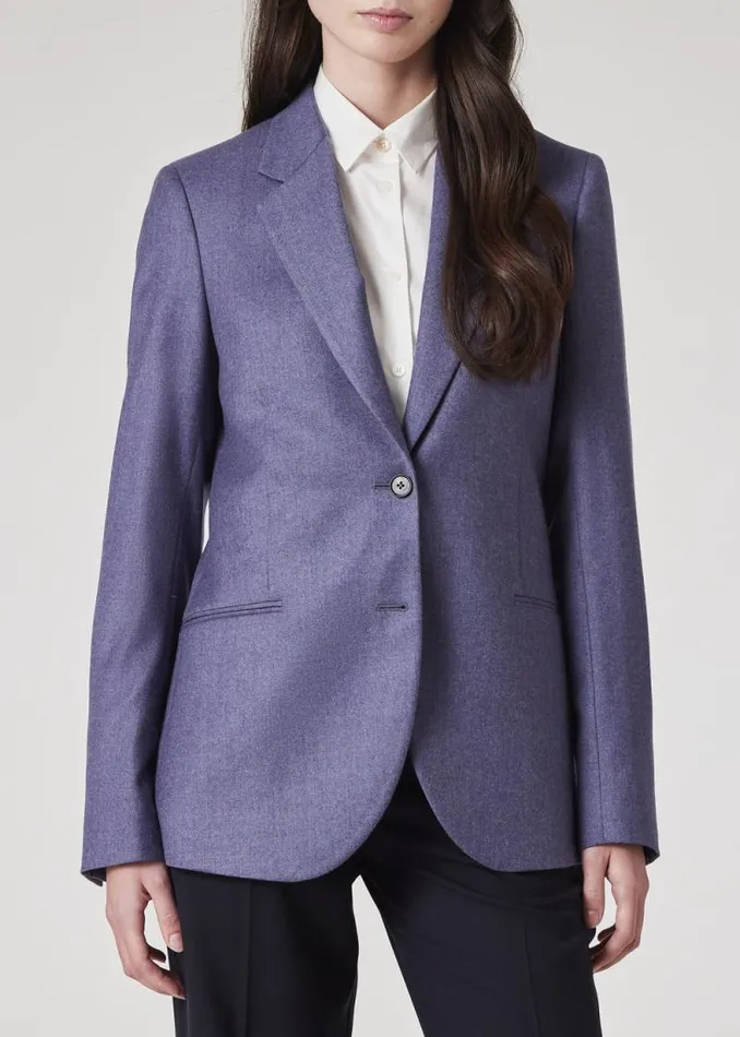 Womens Paul Smith Coats and Jackets Blue WoolCashmere Flannel TwoButton Blazer