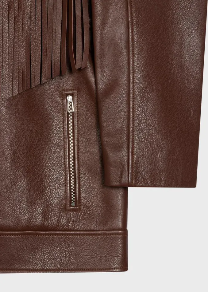 Womens Paul Smith Coats and Jackets Chocolate Brown Leather Fringe Jacket Womens Paul Smith Coats and Jackets Chocolate Brown Leather Fringe Jacket