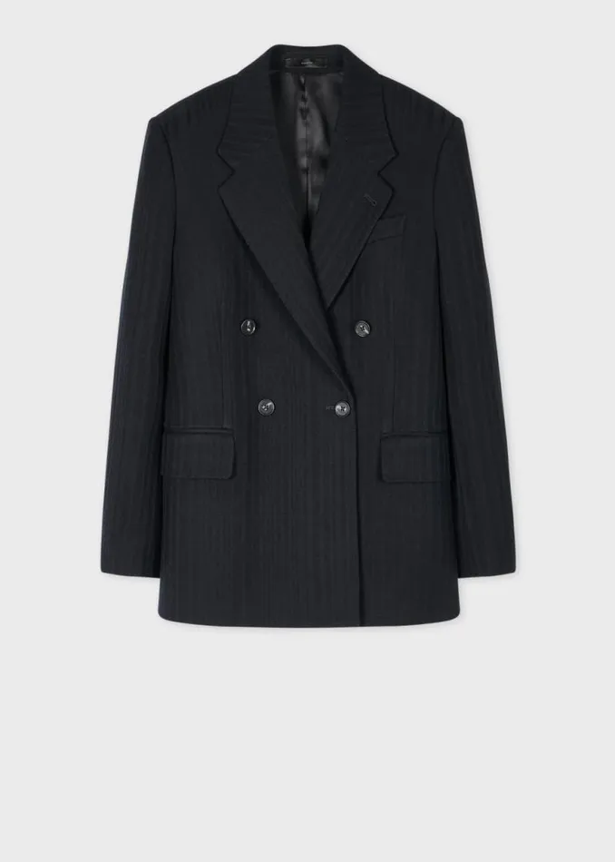 Womens Paul Smith Coats and Jackets Dark Navy 039Shadow Stripe039 Double Breasted Blazer