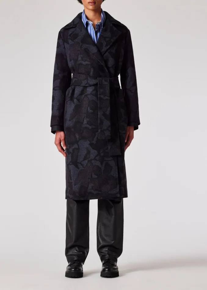 Womens Paul Smith Coats and Jackets Dark Navy 039Solar Gram039 Wool Cocoon Coat Womens Paul Smith Coats and Jackets Dark Navy 039Solar Gram039 Wool Cocoon Coat