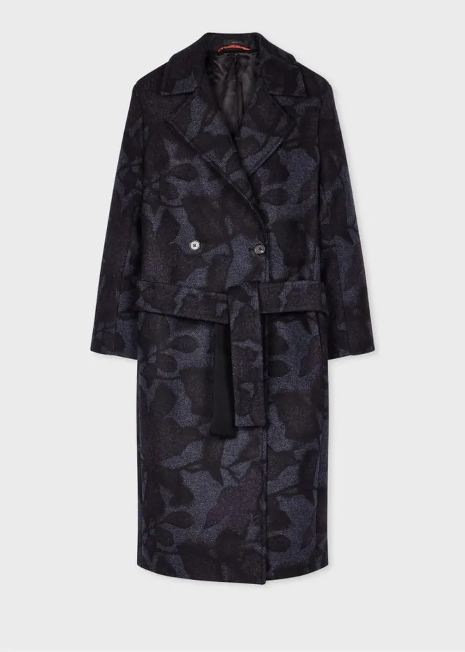 Womens Paul Smith Coats and Jackets Dark Navy 039Solar Gram039 Wool Cocoon Coat Womens Paul Smith Coats and Jackets Dark Navy 039Solar Gram039 Wool Cocoon Coat