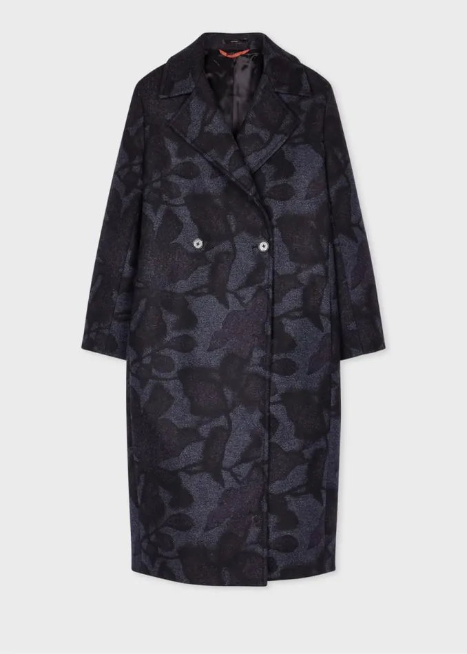 Womens Paul Smith Coats and Jackets Dark Navy 039Solar Gram039 Wool Cocoon Coat Womens Paul Smith Coats and Jackets Dark Navy 039Solar Gram039 Wool Cocoon Coat