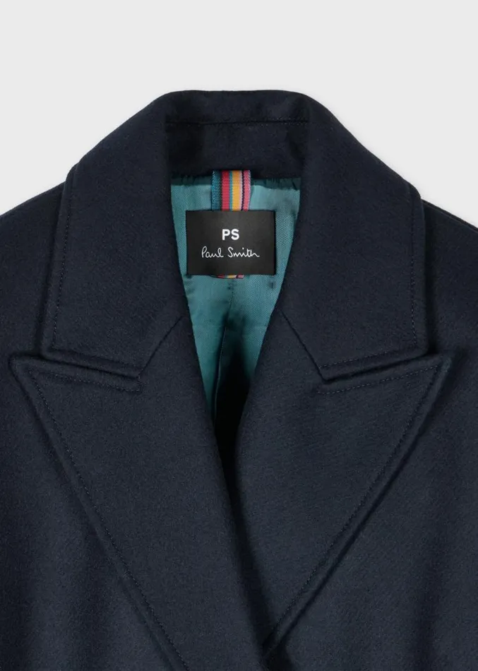 Womens Paul Smith Coats and Jackets Dark Navy WoolCashmere Double Breasted Overcoat