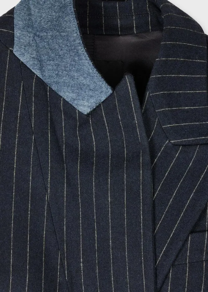 Womens Paul Smith Coats and Jackets Navy Pinstripe WoolBlend Double Breasted Blazer Womens Paul Smith Coats and Jackets Navy Pinstripe WoolBlend Double Breasted Blazer