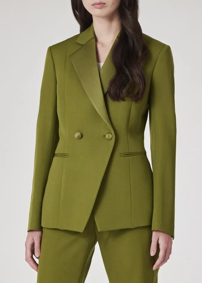 Womens Paul Smith Coats and Jackets Olive Green Wool Gabardine DoubleBreasted Blazer