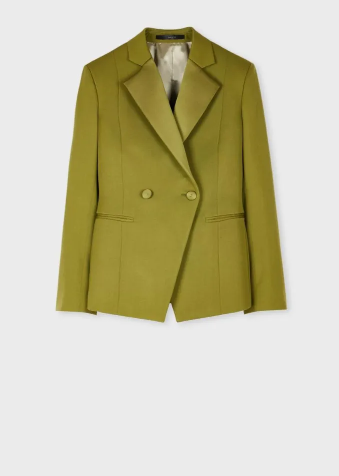 Womens Paul Smith Coats and Jackets Olive Green Wool Gabardine DoubleBreasted Blazer Womens Paul Smith Coats and Jackets Olive Green Wool Gabardine DoubleBreasted Blazer