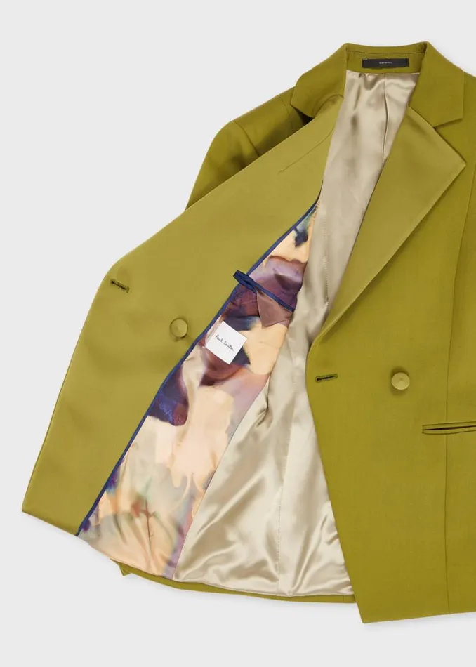 Womens Paul Smith Coats and Jackets Olive Green Wool Gabardine DoubleBreasted Blazer Womens Paul Smith Coats and Jackets Olive Green Wool Gabardine DoubleBreasted Blazer