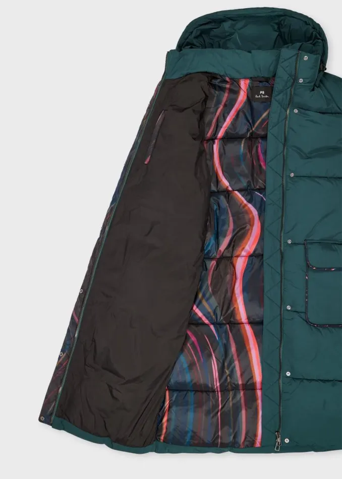 Womens Paul Smith Coats and Jackets Peacock Blue RecycledNylon Wadded Coat
