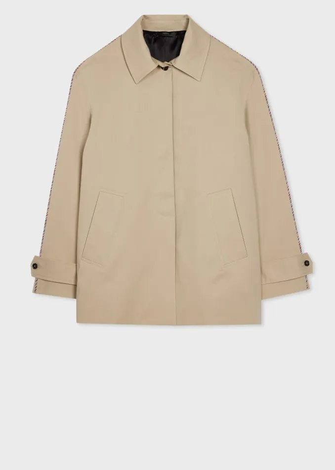 Womens Paul Smith Coats and Jackets Stone Cotton Trapeze Short Jacket Womens Paul Smith Coats and Jackets Stone Cotton Trapeze Short Jacket