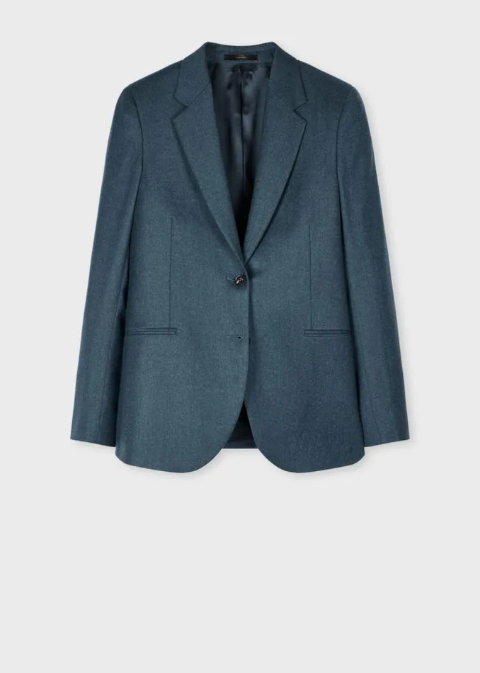 Womens Paul Smith Coats and Jackets Teal WoolCashmere Flannel TwoButton Blazer