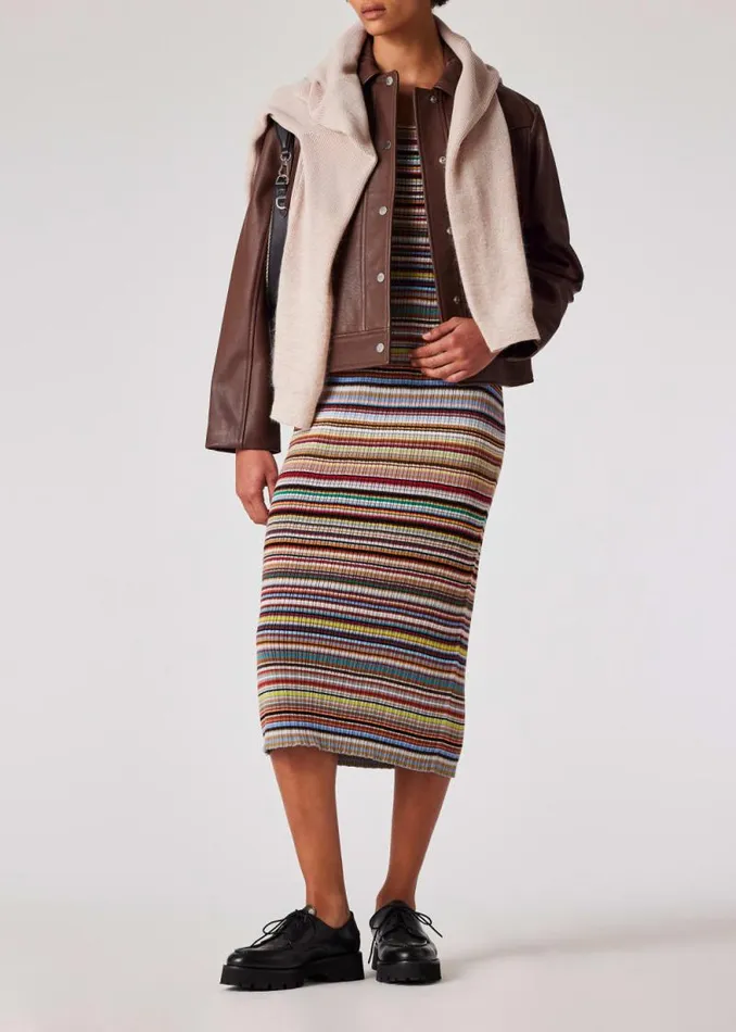Womens Paul Smith Dresses 039Signature Stripe039 Knitted Cotton Dress Womens Paul Smith Dresses 039Signature Stripe039 Knitted Cotton Dress