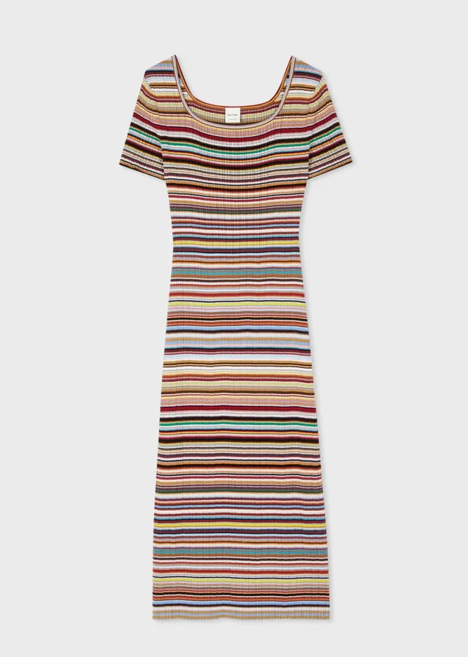 Womens Paul Smith Dresses 039Signature Stripe039 Knitted Cotton Dress Womens Paul Smith Dresses 039Signature Stripe039 Knitted Cotton Dress