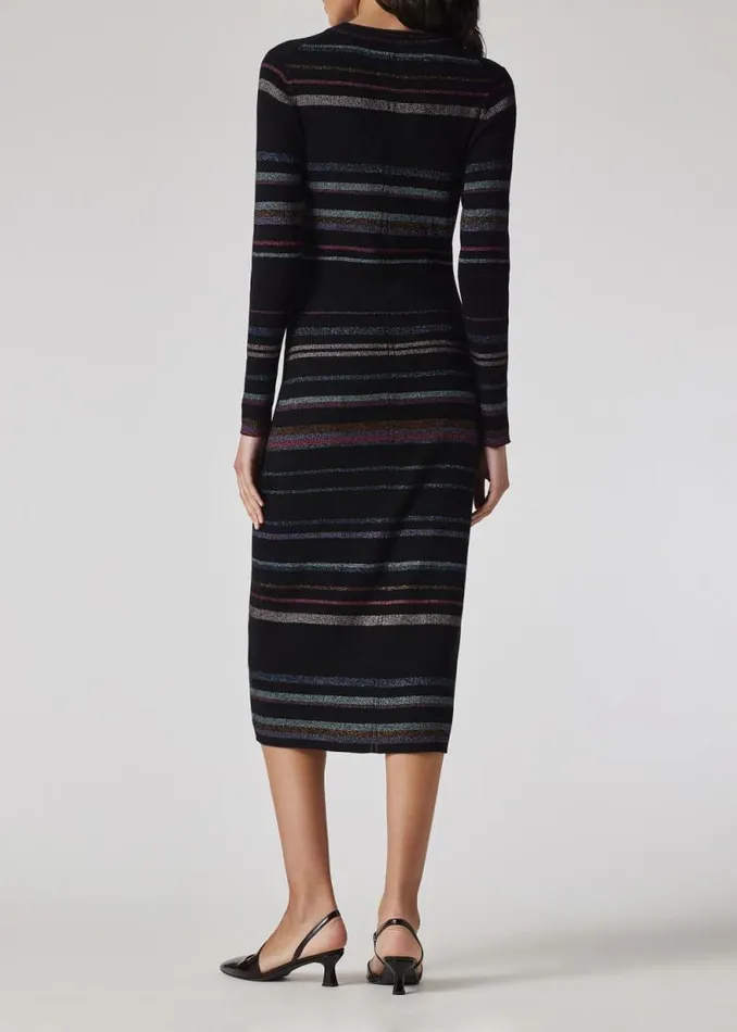 Womens Paul Smith Dresses Black 039Midnight Swirl039 Glitter Stripe Knitted Dress Womens Paul Smith Dresses Black 039Midnight Swirl039 Glitter Stripe Knitted Dress