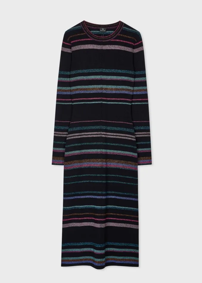 Womens Paul Smith Dresses Black 039Midnight Swirl039 Glitter Stripe Knitted Dress Womens Paul Smith Dresses Black 039Midnight Swirl039 Glitter Stripe Knitted Dress