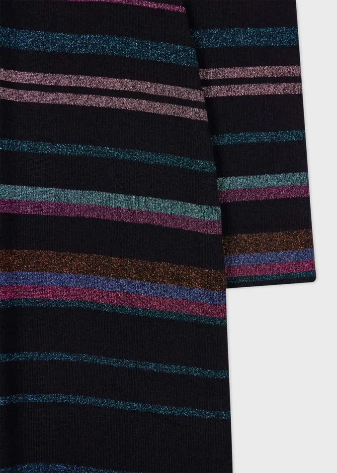 Womens Paul Smith Dresses Black 039Midnight Swirl039 Glitter Stripe Knitted Dress Womens Paul Smith Dresses Black 039Midnight Swirl039 Glitter Stripe Knitted Dress