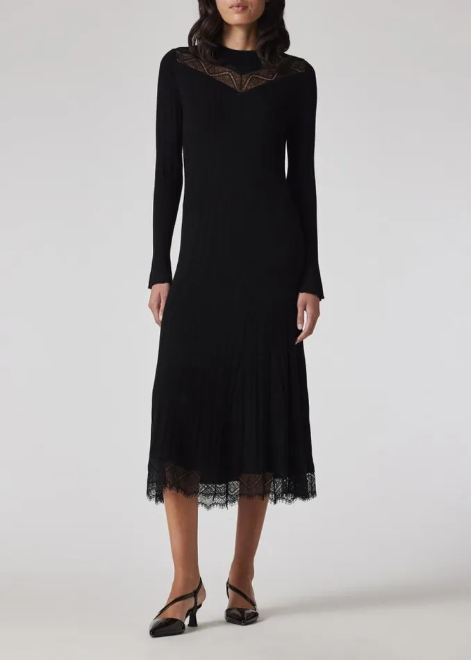 Womens Paul Smith Dresses Black Knitted Lace Trim Dress