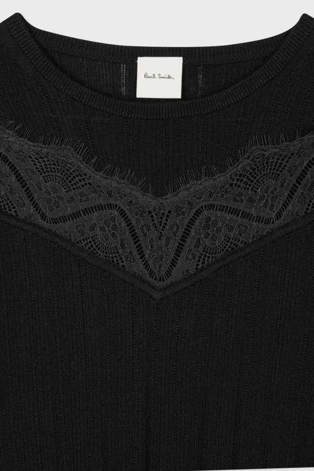 Womens Paul Smith Dresses Black Knitted Lace Trim Dress Womens Paul Smith Dresses Black Knitted Lace Trim Dress