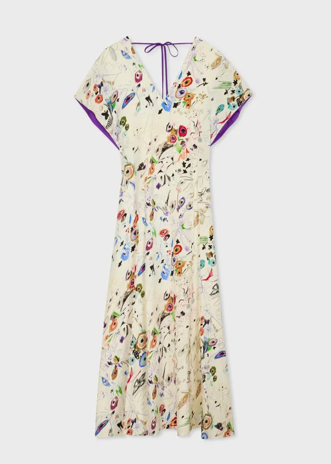 Womens Paul Smith Dresses Cream 039Sketchbook Botanical039 Silk Dress Womens Paul Smith Dresses Cream 039Sketchbook Botanical039 Silk Dress