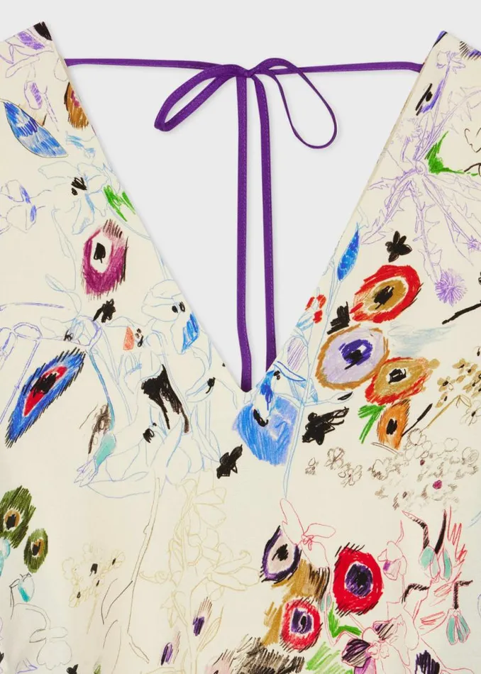 Womens Paul Smith Dresses Cream 039Sketchbook Botanical039 Silk Dress Womens Paul Smith Dresses Cream 039Sketchbook Botanical039 Silk Dress