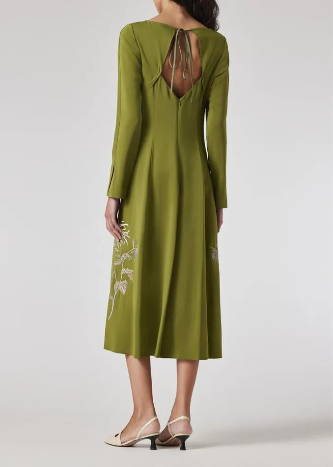 Womens Paul Smith Dresses Moss Green Embroidery LongSleeve Dress