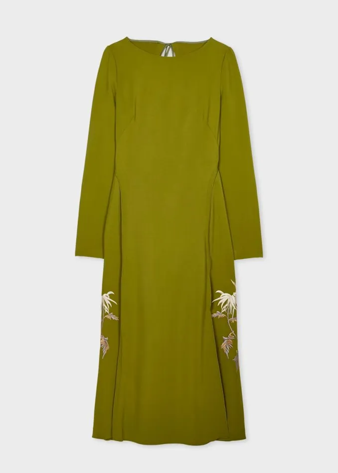 Womens Paul Smith Dresses Moss Green Embroidery LongSleeve Dress
