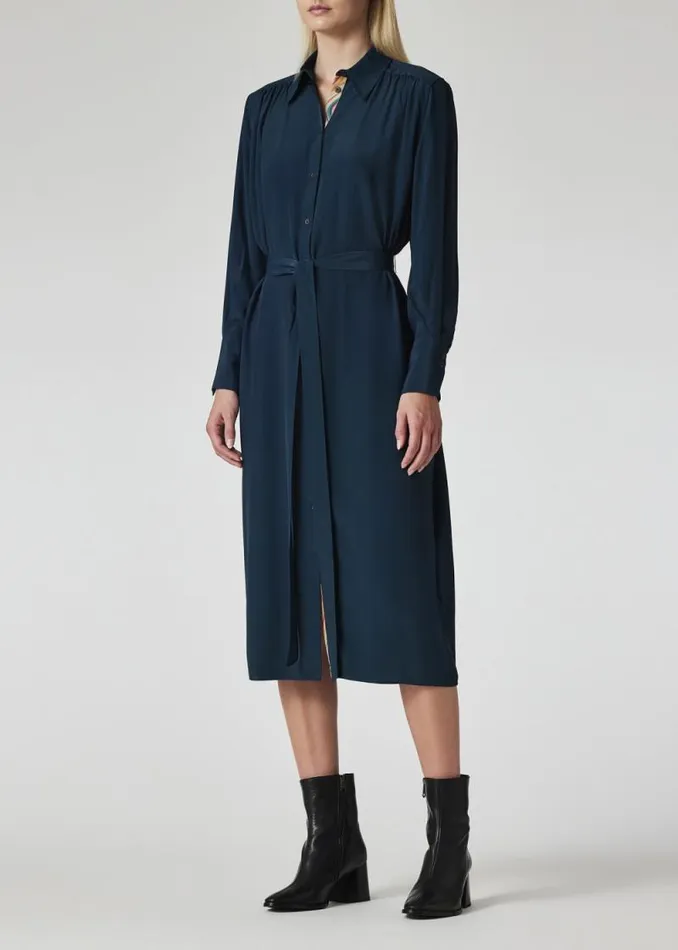 Womens Paul Smith Dresses Teal SilkBlend Shirt Maxi Dress