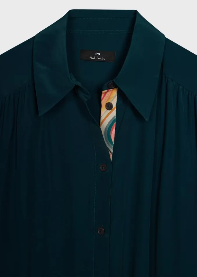 Womens Paul Smith Dresses Teal SilkBlend Shirt Maxi Dress Womens Paul Smith Dresses Teal SilkBlend Shirt Maxi Dress