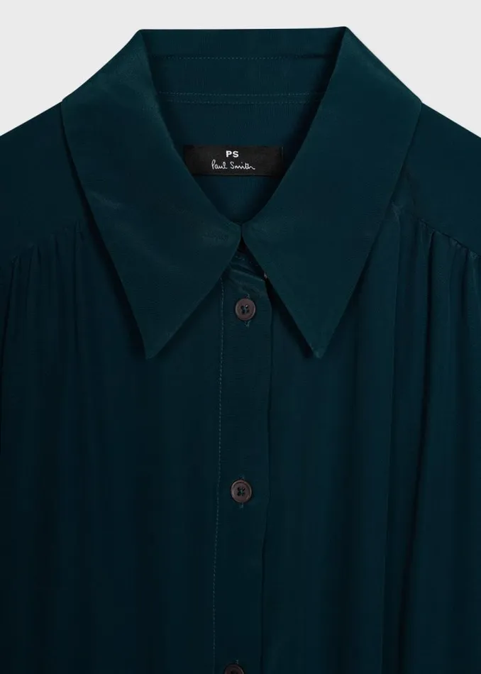 Womens Paul Smith Dresses Teal SilkBlend Shirt Maxi Dress Womens Paul Smith Dresses Teal SilkBlend Shirt Maxi Dress