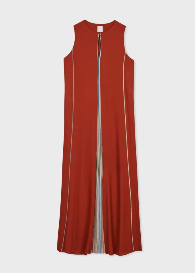 Womens Paul Smith Dresses Terracotta 039Signature Stripe039 Keyhole Sleeveless Dress Womens Paul Smith Dresses Terracotta 039Signature Stripe039 Keyhole Sleeveless Dress